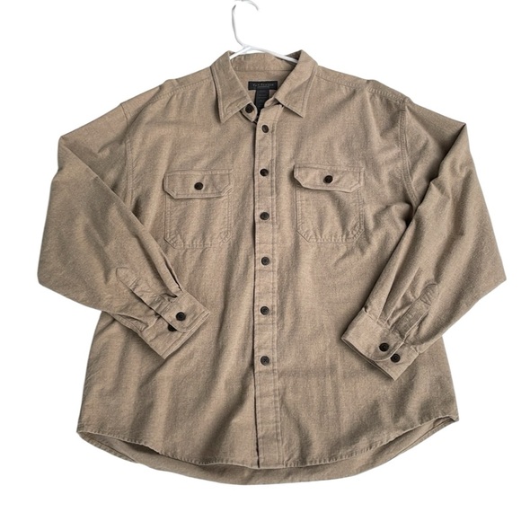 VAN HEUSEN MENS TAN COTTON LONG SLEEVE BUTTON UP SHIRT SIZE XL - Picture 1 of 6